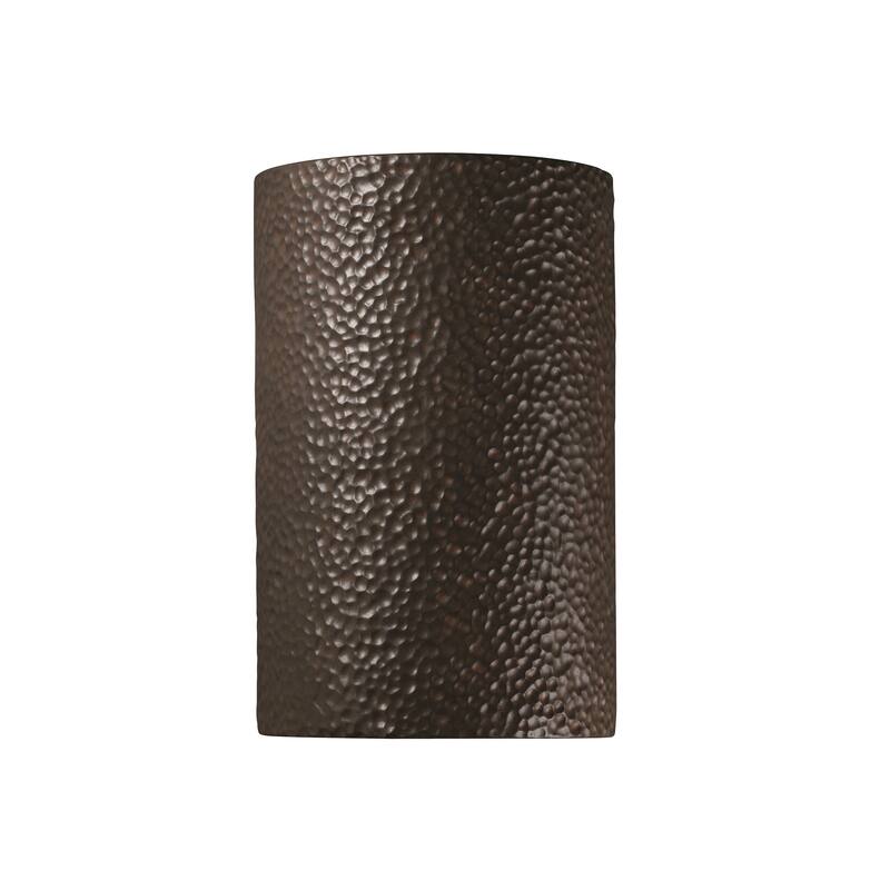 Justice Design Ambiance Iron Outdoor Large Cylinder Wall Sconce