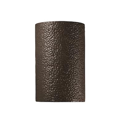 Justice Design Ambiance Iron Outdoor Large Cylinder Wall Sconce