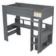 preview thumbnail 21 of 24, Twin/Full Size Gaming Loft Bed with Bulit-in Desk and LED Light, Wooden Loft Bedframe with Storage Shelves, Drawer and USB Ports