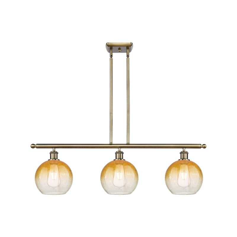 Innovations Lighting Endless Possibilities Ballston - Brookhaven Globe - 3 Light 36" Stem Hung Island Light - Antique Brass/Amber