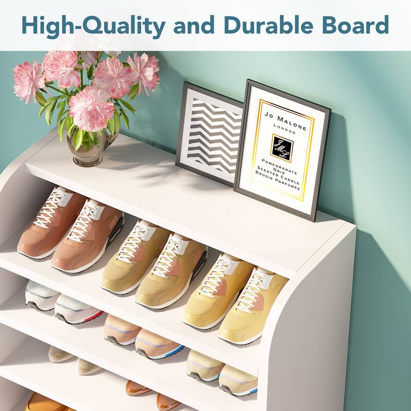 Modern Shoe Rack for Entryway, 8-Tier Tall Shoe Shelf, Wooden Shoe Storage Cabinet - 25.59” L x 11.81” W x 47.24” H