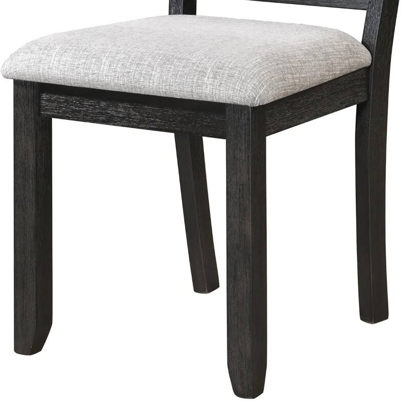 Riby Dining Chair Set of 2, Black Wood Frame, Gray Linen Seating
