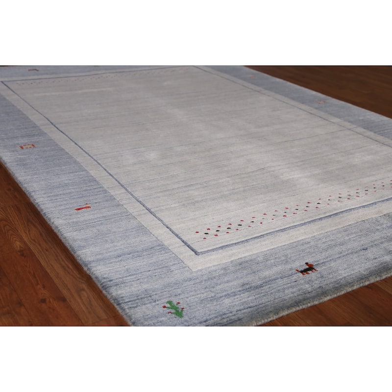 Gabbeh Indian Area Rug Hand-Knotted Tribal Beige Wool Carpet - 5'5" x 7'7" - 5'5" x 7'7" - Ivory/Beige