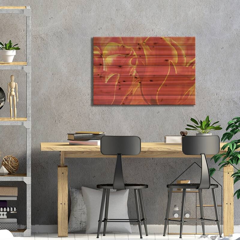 Party Tulip II Print On Wood by Yvonne Poelstra-Holzhaus - Multi-Color