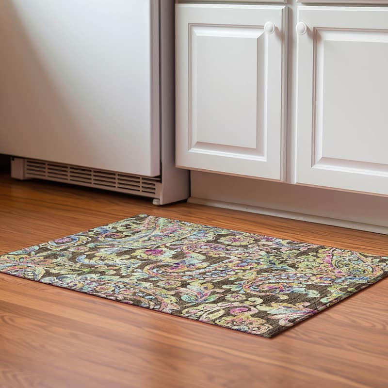 Premium Washable Super Soft Paisley Mayfield Rug - Chocolate - 1' 8" x 2' 6" - Rectangle