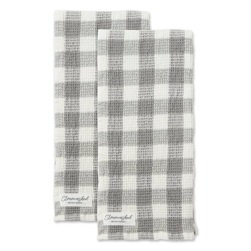 DII Washed Waffle Woven Dishtowel Set of 2