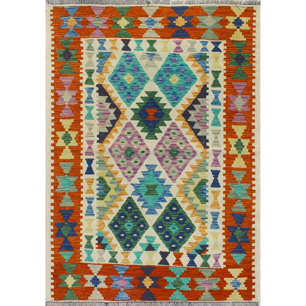 Flatweave Codell Ivory/Rust Rug - 3'3" x 4'10"