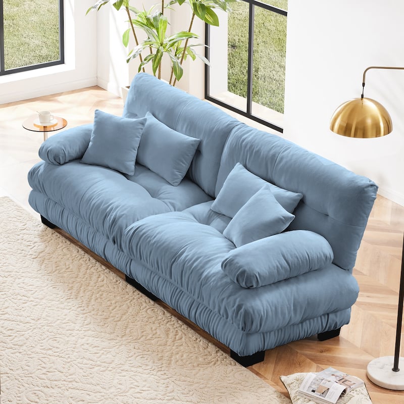Cloud Couch 2-Seater Sofa with 2 Throw Pillows - Blue