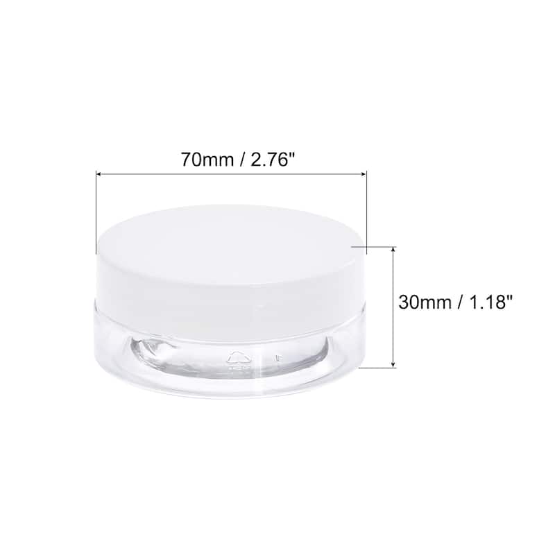 Round Plastic Jars with White Screw Top Lid, 4Pcs