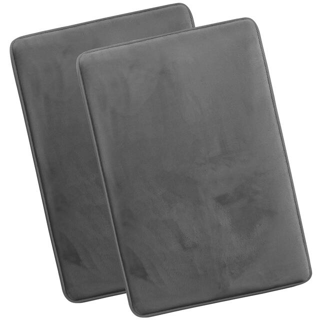 Clara Clark Ultra Soft Plush Bathroom Rug - Non-Slip, Velvet, Memory Foam Bath Mat - Set of 2 - Set of 2 20x32 - Charcoal Stone Gray