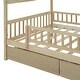 preview thumbnail 42 of 42, Full Size House Bed with Storage Drawers, Wooden Bed Frame with Fence & Wood Slat Support for Boys, Girls, No Box Spring Needed