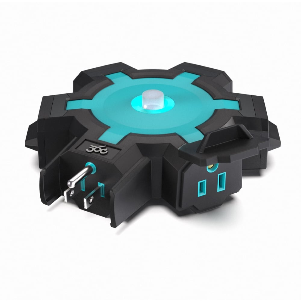 Heavy-Duty 5-Outlet Outdoor Adapter PowerHubXL - Aqua/Grey - Blue