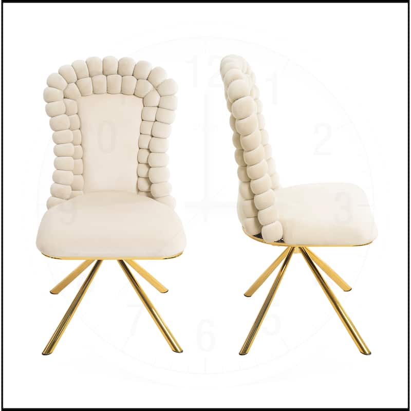 Swivel Velvet Dining Chairs with Gold Metal Legs Set of 2