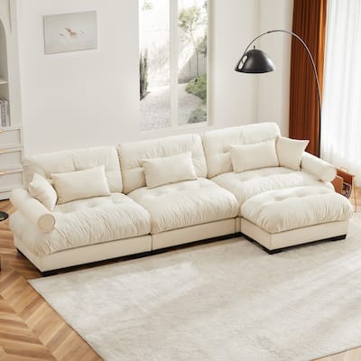 Comfort Convertible Modular Velvet Sectional Sofa Cloud Couch for Living Room