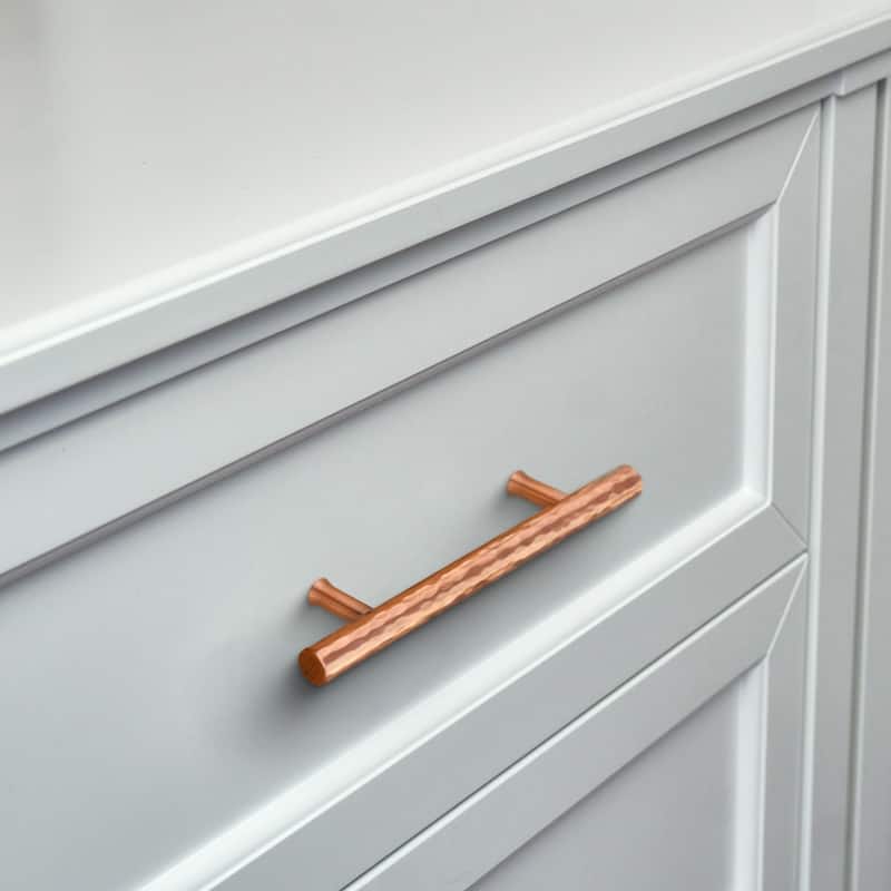 3-3/4 Inch Hole Center Copper Kitchen Cabinet Handles 100% Solid Brass Drawer Pulls (5-PACK)
