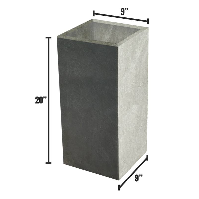 Durx-litecrete Lightweight Concrete Cement Color Tall Planter-Small - 8.7'x8.7'x19.9'