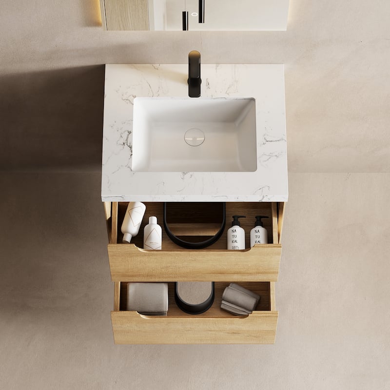 Prismis 24" 30" Wall-Mount Premium Bathroom Vanity with Upgraded Top