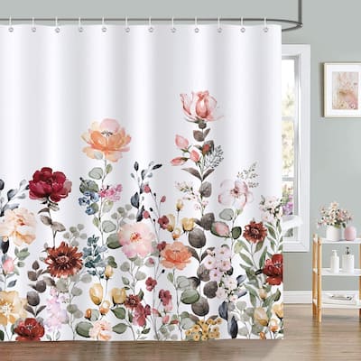 Floral Shower Curtain Decorative Bath Curtain 72 x 72 Inches