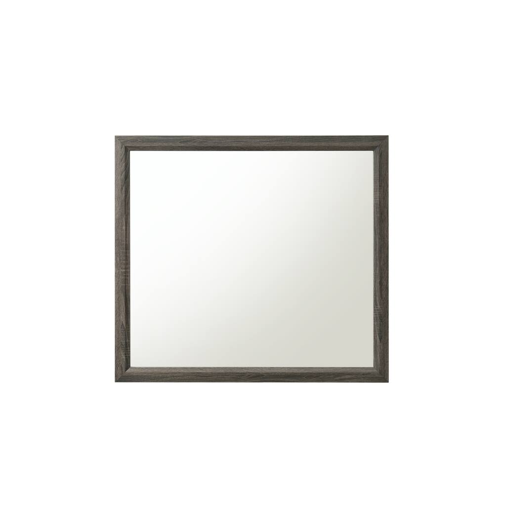 Anmytek Rectangular Wall Mirror with Weathered Synthetic Wood Frame - 35inch Height