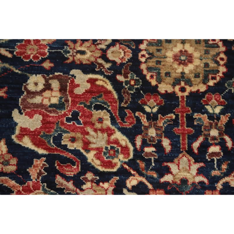 Hand Knotted Traditional Wool Blue Geometric Area Rug - 9' 8'' X 8' 2''