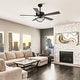 preview thumbnail 20 of 46, 52" Modern Chrome/ Black Indoor Ceiling Fan Light with Remote and 5 Resiversible Blades