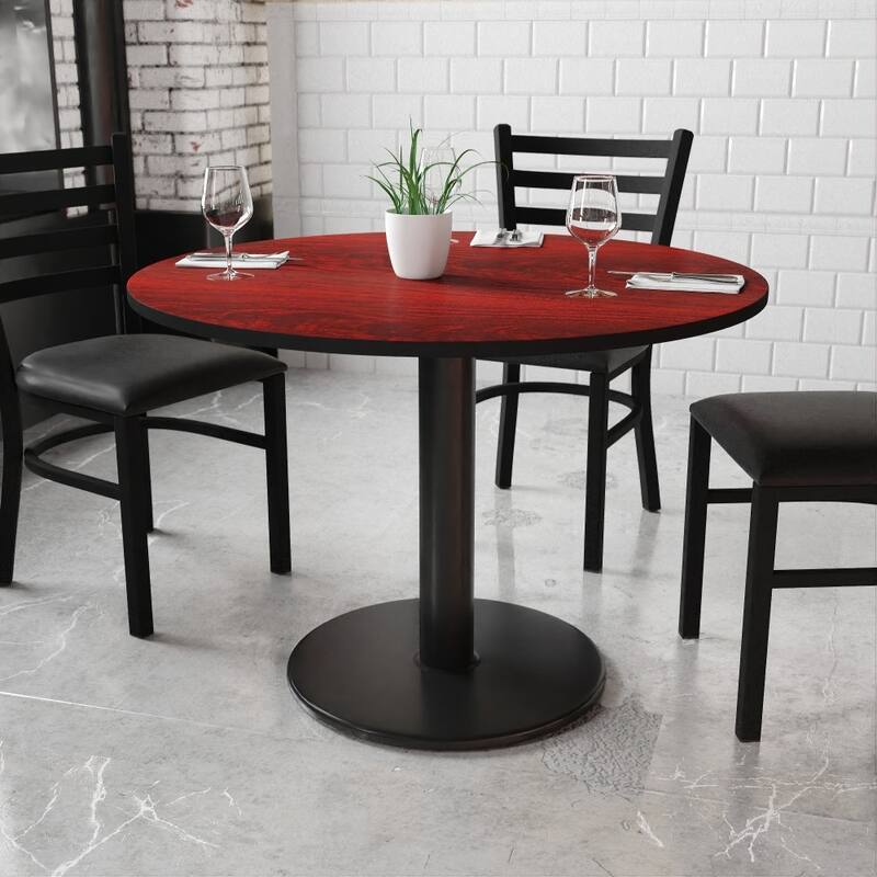 42'' Round Laminate Table Top with 24'' Round Table Height Base - Mahogany - Mahogany