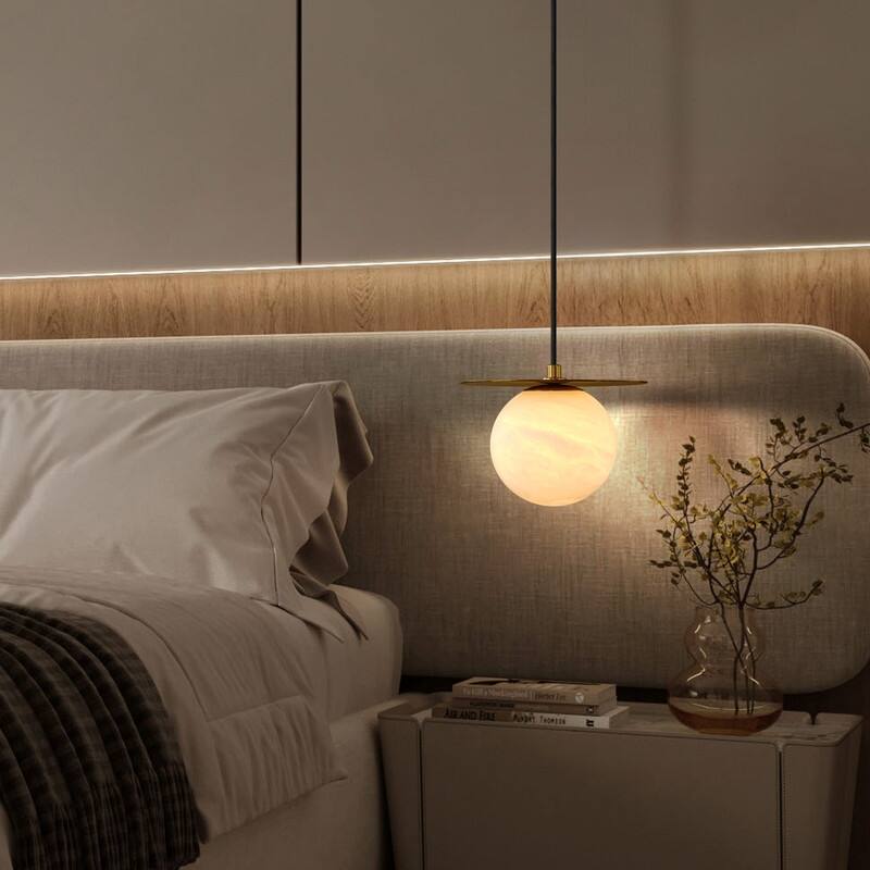 KAYLA Alabaster Pendant Light - Nordic Modern Brass Hanging Lamp