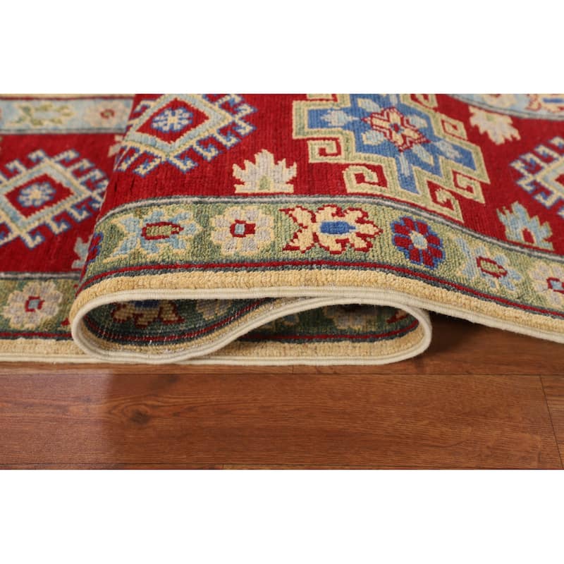 Kazak Oriental Area Rug Hand-Knotted Living Room Yellow Wool Carpet - 6'7" x 9'7"