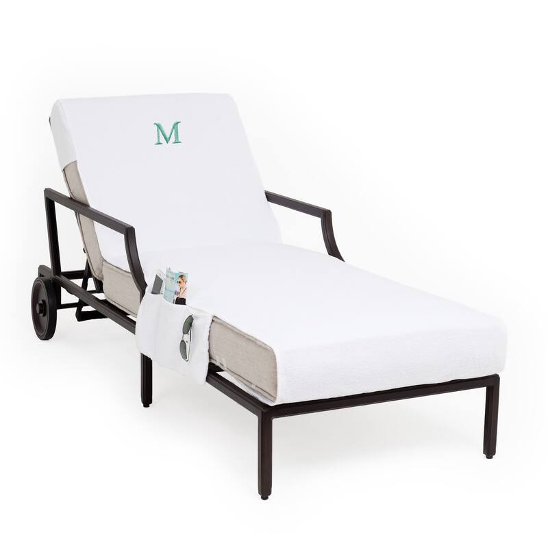 Authentic Hotel and Spa Personalized Standard Size Chaise Lounge Cover with Side Pockets - M