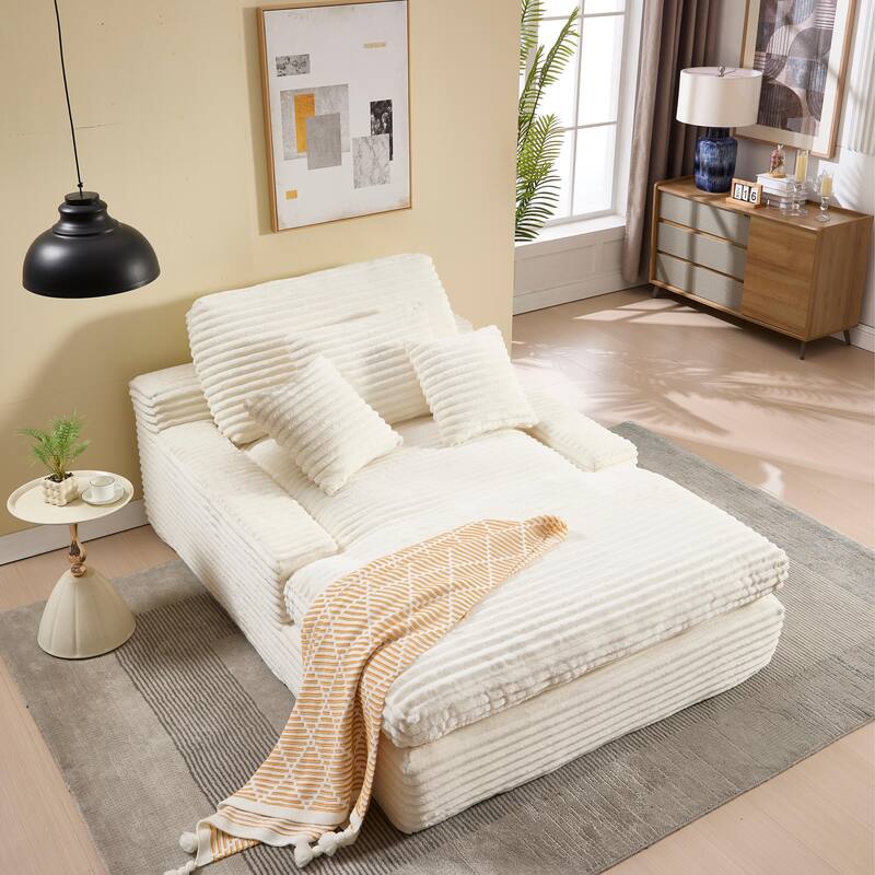 Modern Upholstered Chaise Lounge Sofa for Living Room Office, 75" Oversized Leisure Sofa 2 Seat Sleeper Couch with Pillows