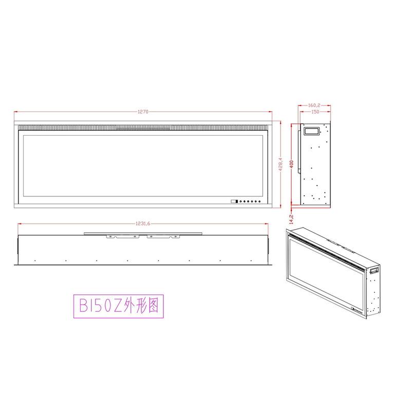 Smart 50” WiFi-Enabled Electric Fireplace, in-Wall Recessed