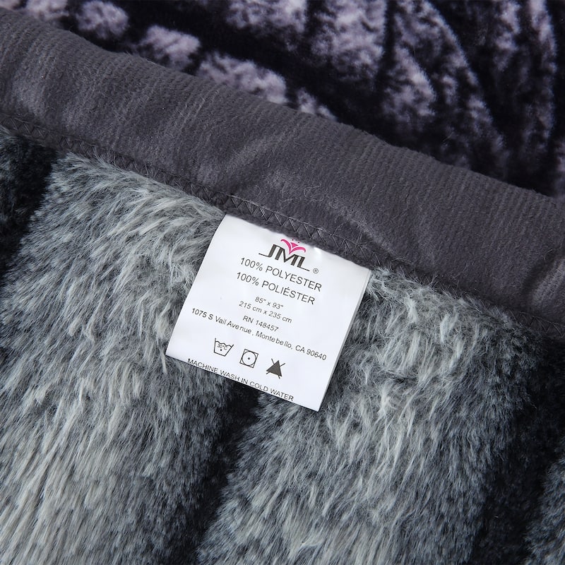 Warm Fleece Blanket Striped Fluffy Plush Bed Blanket 85"x93", 9lbs