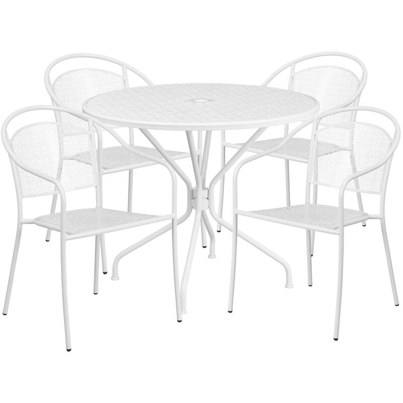 35.25-inch Round 5-piece Indoor/ Outdoor Steel Dining Set