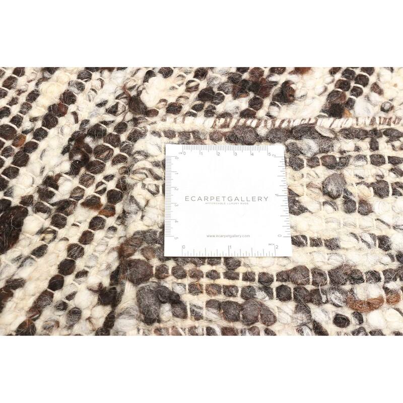 ECARPETGALLERY Braid weave Sienna Dark Brown Wool Rug - 6'1 x 9'0