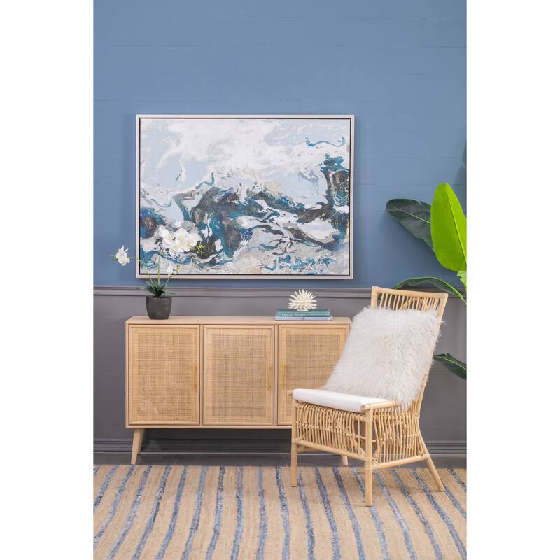 47.2x35.4" Cerulean Seas Framed Hand-painted Wall Art, Wall Décor for Living Room Dining Room Bedroom Office Entryway