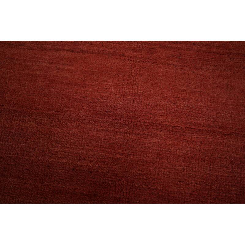 Gabbeh Modern Area Rug Hand-Knotted Solid Orange Wool Carpet - 4'11" x 6'7"