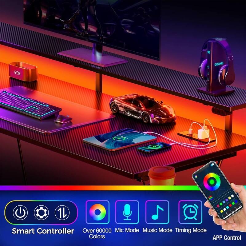 Gaming Desk with LED Lights