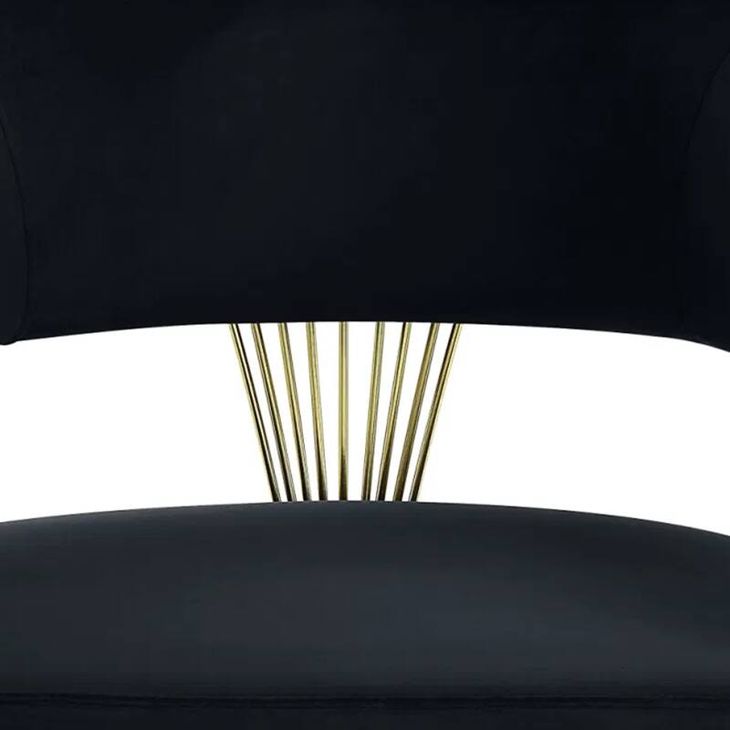 Verie 22 Inch Side Dining Chair, Gold Base, Padded Black Velvet