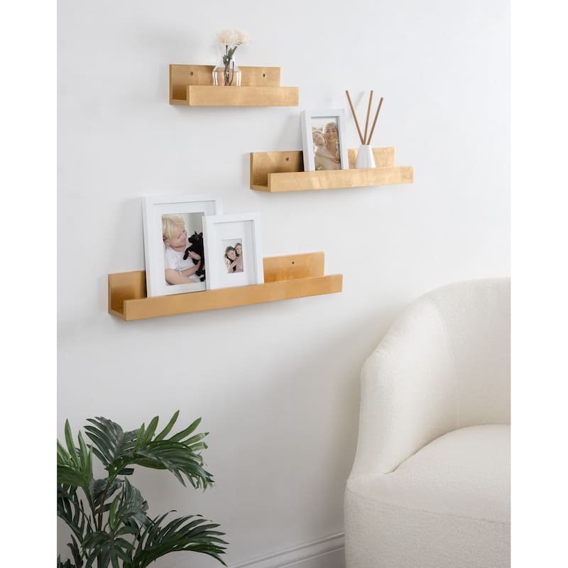 Levie 24 inch 2-Pack Wood Wall Picture Frame Holder Ledge