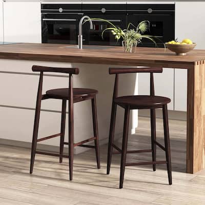 Set of 2/4 Bar Chair Counter Height Stools Set Wooden Bar Stools
