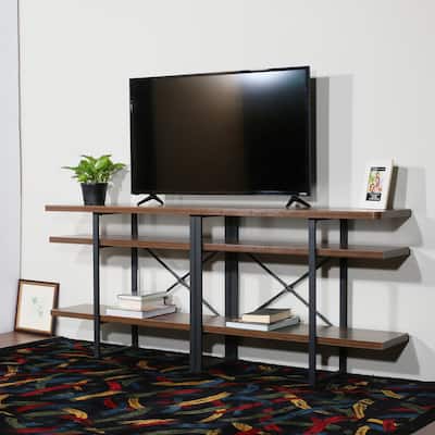 Davee Furniture Open Antigue Wood Shelves 4-tier Entertainment TV Stand - 29.53*70.87*13.78 inches