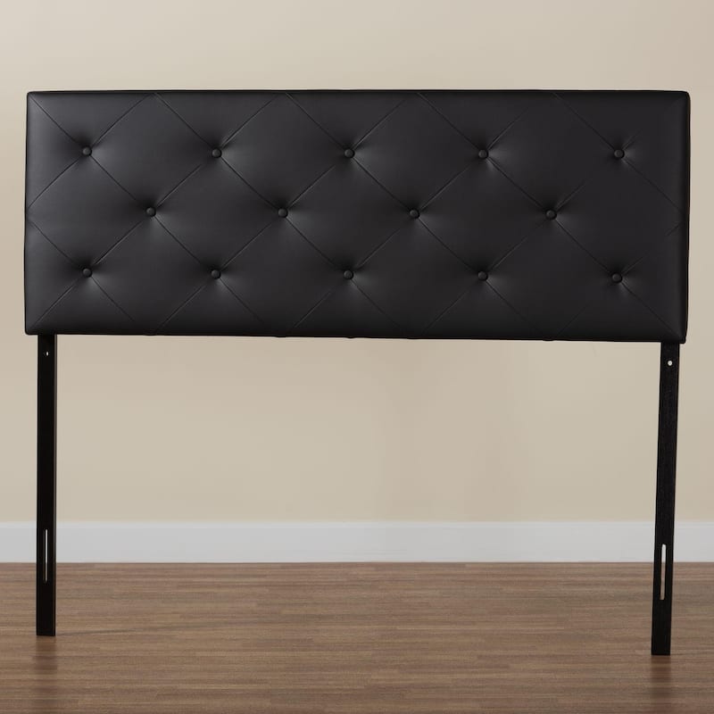 Modern Faux Leather Upholstered Headboard with Button Tufting and Adjustable Height, Fits Most Bed Frames