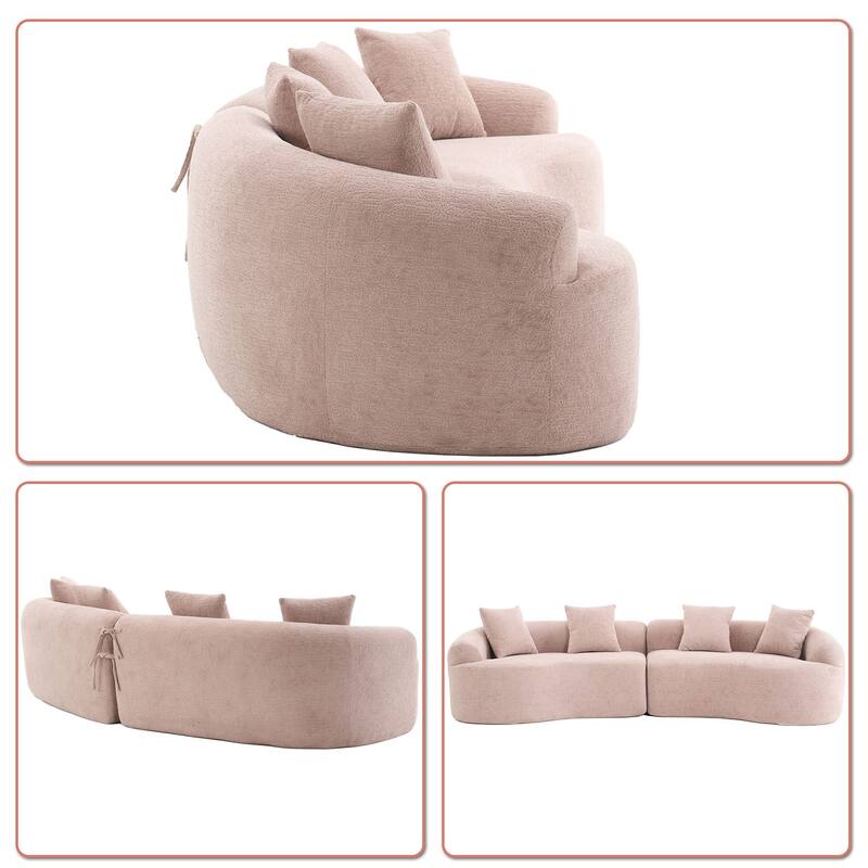 Modern Minimalist 3-Seater Frame-Free Compressed Chenille Upholstered Sectional Sofa