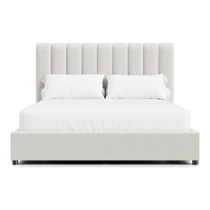 Furniture of America Lucinda Modern Boucle Fabric Platform Bed