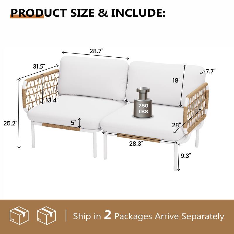 VredHom Outdoor Patio Aluminum PE Rattan Sectional Sofa Free Combination Conversation Seating Sets with Cushions