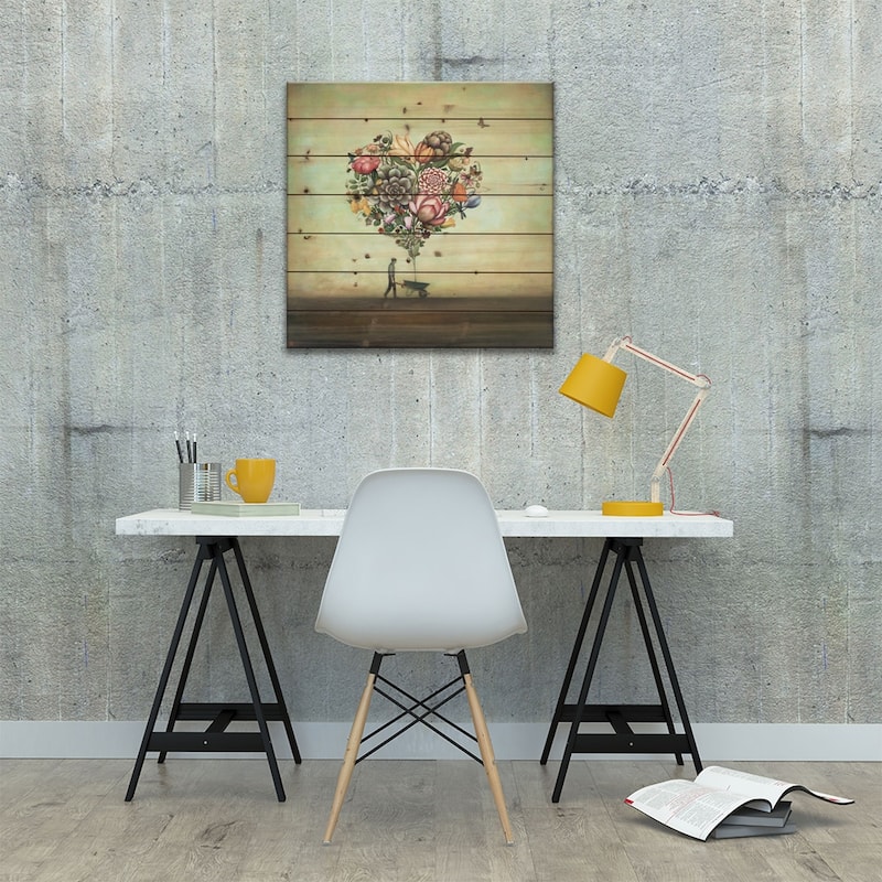 Big Heart Botany Print On Wood by Duy Huynh - Multi-Color
