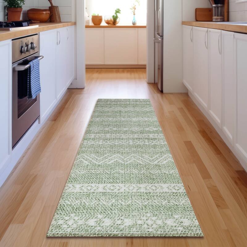 Premium Washable Super Soft Global Stripes Mayfield Rug - Aloe - 2' 3" x 7' 6" - Runner