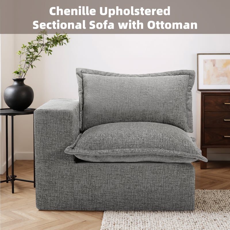 42"W Chenille Upholstered No Assembly Corner Chair