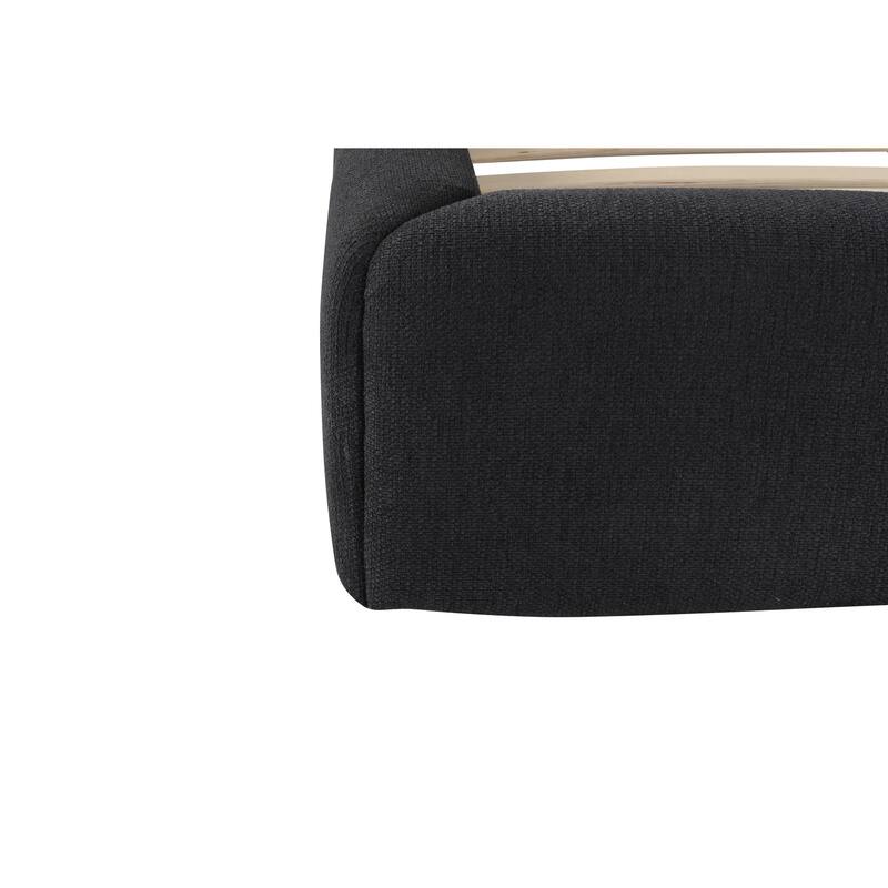 Queen Upholstered Bed - Dark Grey Padded Headboard & Base - Modern Bedroom Furniture