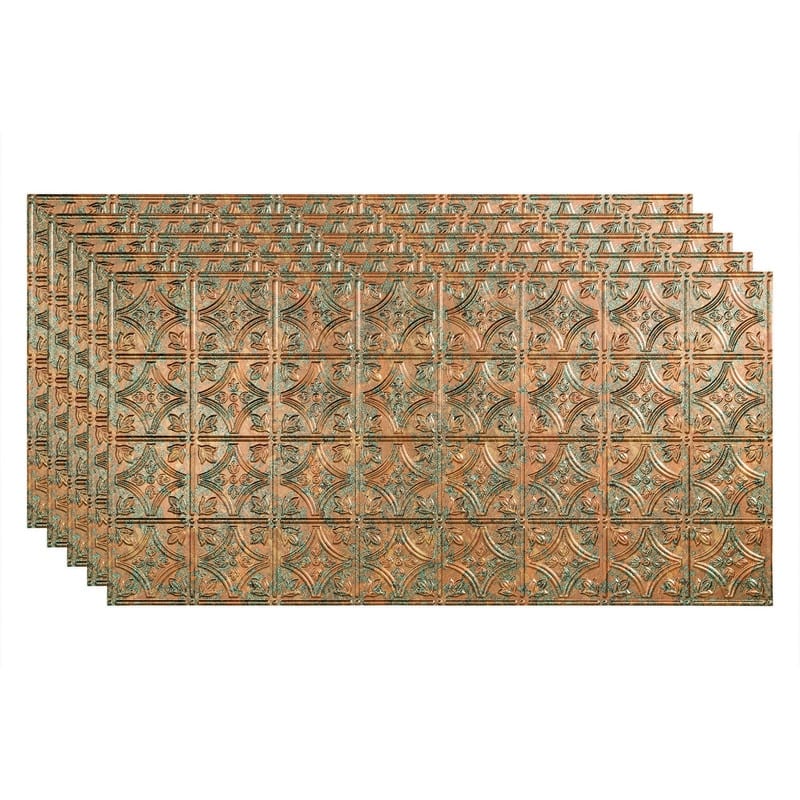 FASÄDE Traditional Style1 Decorative Vinyl 2ft x 4ft Glue Up Ceiling Panel in Copper Fantasy (5 Pack) - 5 Pack - Copper Fantasy